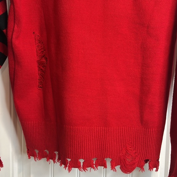 Pentatonix Red & Black Distressed Spell out Sweater. Size Large. - Picture 9 of 13